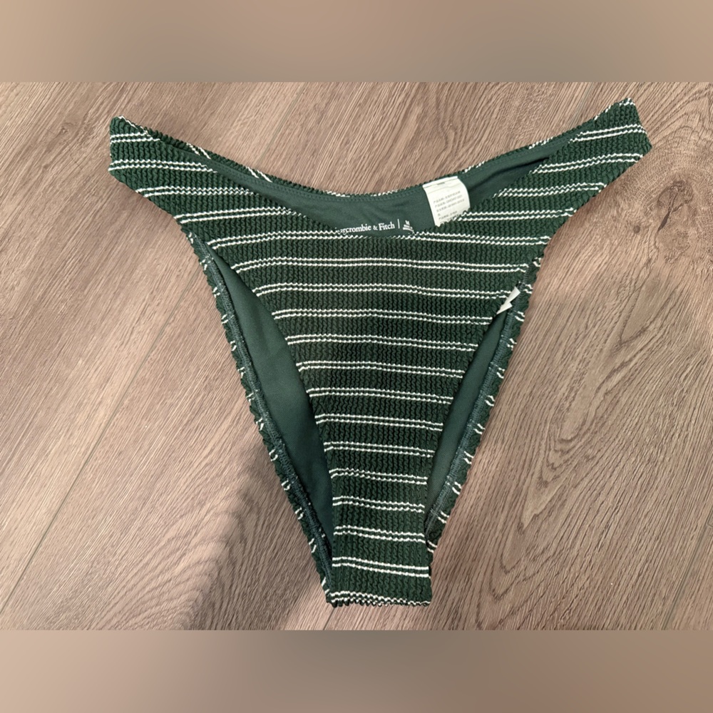 Abercrombie & Fitch Dark Green Striped Bikini Bottom